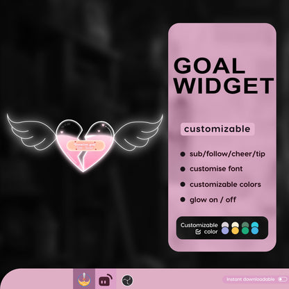 Broken Heart Goal Widget: Customizable Stream Overlay (Digital Download)