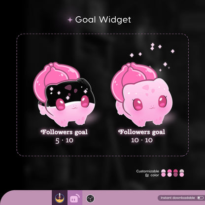 Cute Bulbasaur Pok-é-mon Liquid Filling Goal Widget is fully customisable for Twitch Streamlabs, TikTok Studio, and Stream-elements