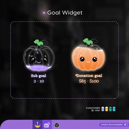 Cute Pumpkin Liquid Filling Goal Widget is fully customisable for Twitch Streamlabs, TikTok Studio, and Streamelements.