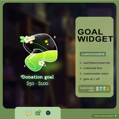 Mushroom Goal Widget: Customizable Stream Overlay (Digital Download)