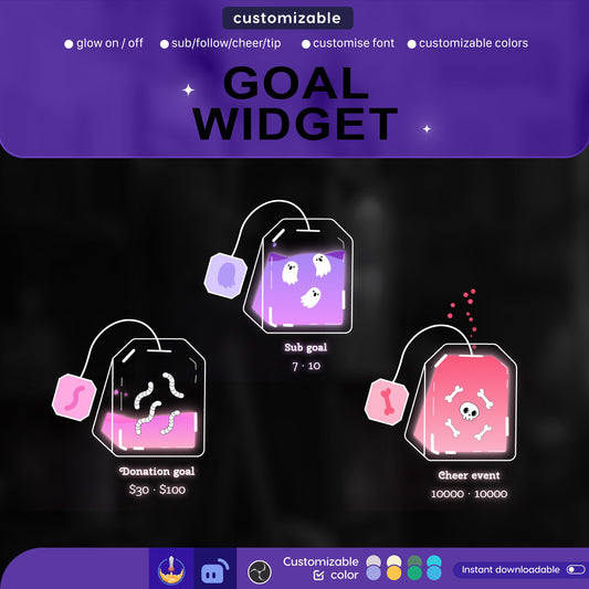 Halloween Spooky Tea Bag Goal Widget: Customizable Stream Overlay (Digital Download)
