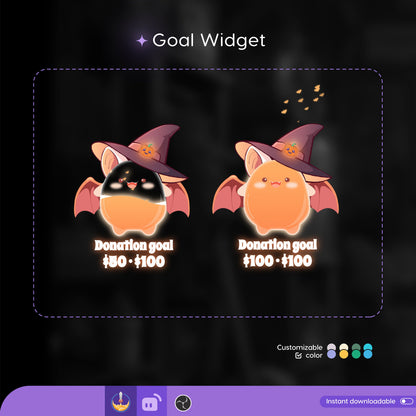 Cute Bat Liquid Filling Goal Widget is fully customisable for Twitch Streamlabs, TikTok Studio, and Streamelements
