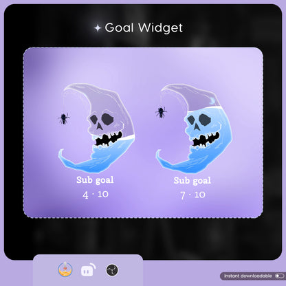 Spooky Skull Moon Ghost Liquid Filling Goal Widget is fully customisable for Twitch Streamlabs, TikTok Studio, and Streamelements