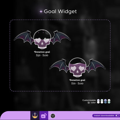 Spooky Skull Ghost Goal Widget: Custom Twitch Stream Overlay
