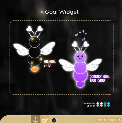 Cute Moth Goal Widget | Liquid Filling Goal Widget is fully customisable for Twitch Streamlabs, TikTok Studio,  and Streamelements