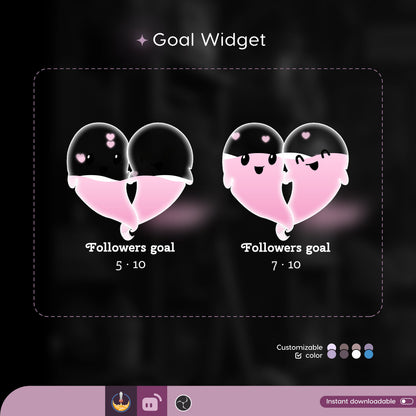 Cute Love Ghost Liquid Filling Goal Widget is fully customisable for Twitch Streamlabs, TikTok Studio, and Streamelements