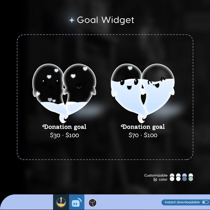 Cute Love Ghost Liquid Filling Goal Widget is fully customisable for Twitch Streamlabs, TikTok Studio, and Streamelements