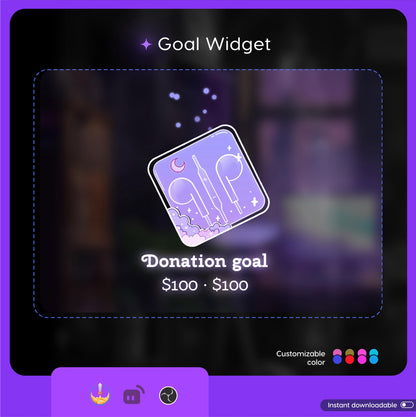 Cute EarPod Liquid Filling Goal Widget is fully customisable for Twitch Streamlabs, TikTok Studio, and Streamelements.