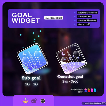 Cute EarPod Liquid Filling Goal Widget is fully customisable for Twitch Streamlabs, TikTok Studio, and Streamelements.