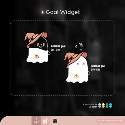 Cute Ghost Liquid Filling Goal Widget is fully customisable for Twitch Streamlabs, TikTok Studio, and Streamelements