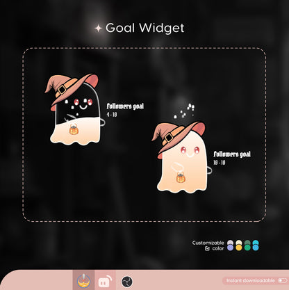 Cute Ghost Liquid Filling Goal Widget is fully customisable for Twitch Streamlabs, TikTok Studio, and Streamelements