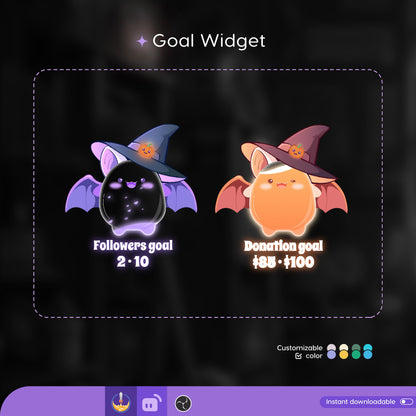Cute Bat Liquid Filling Goal Widget is fully customisable for Twitch Streamlabs, TikTok Studio, and Streamelements