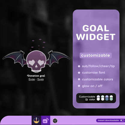 Spooky Skull Ghost Goal Widget: Custom Twitch Stream Overlay