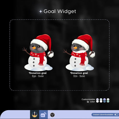 Snowman Liquid Filling Goal Widget is fully customisable for Twitch Streamlabs, TikTok Studio, and Streamelements
