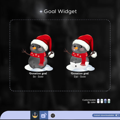 Snowman Liquid Filling Goal Widget is fully customisable for Twitch Streamlabs, TikTok Studio, and Streamelements