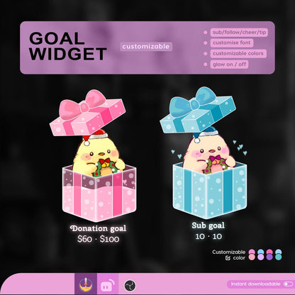 Christmas GiftBox Liquid Filling Goal Widget is fully customisable for Twitch Streamlabs, TikTok Studio, and Streamelements