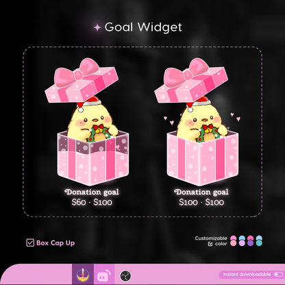 Christmas GiftBox Liquid Filling Goal Widget is fully customisable for Twitch Streamlabs, TikTok Studio, and Streamelements