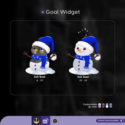 Snowman Liquid Filling Goal Widget is fully customisable for Twitch Streamlabs, TikTok Studio, and Streamelements