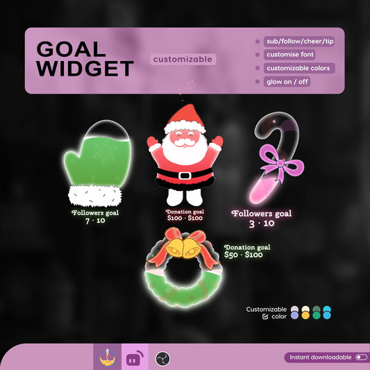 Christmas COMBO Liquid Filling Goal Widget is fully customisable for Twitch Streamlabs, TikTok Studio, and Streamelements