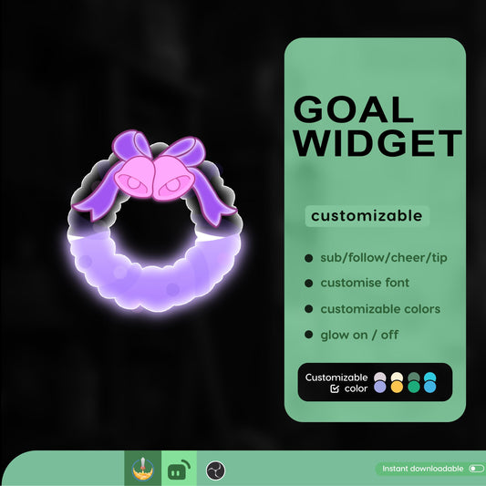 Christmas Holly Leaves Liquid Filling Goal Widget is fully customisable for Twitch Streamlabs, TikTok Studio, and Streamelements