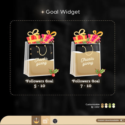 Thanks Giving Tot Bag Liquid Filling Goal Widget is fully customisable for Twitch Streamlabs, TikTok Studio, and Streamelements