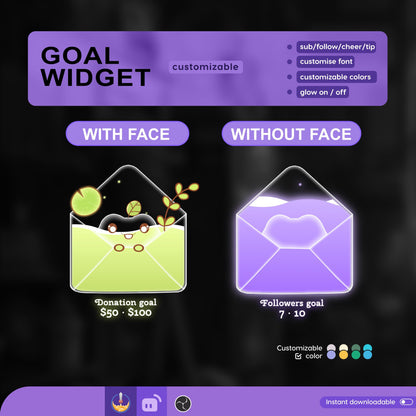 Customizable Envelope Goal Widget for Twitch Streamlabs & StreamElements (Digital Download)