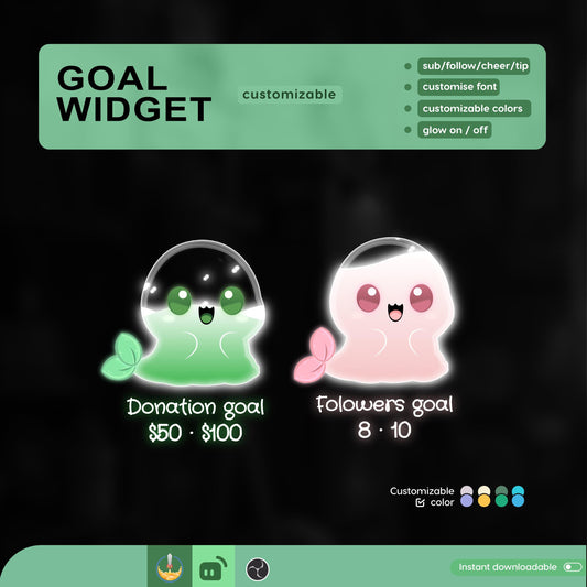 Cute Seal Liquid Filling Goal Widget is fully customisable for Twitch Streamlabs, TikTok Studio, and Stream-elements