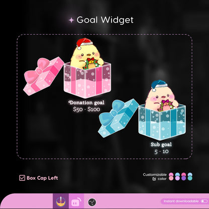Christmas GiftBox Liquid Filling Goal Widget is fully customisable for Twitch Streamlabs, TikTok Studio, and Streamelements