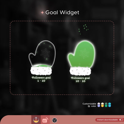 Santa Gloves Liquid Filling Goal Widget is fully customisable for Twitch Streamlabs, TikTok Studio, and Streamelements