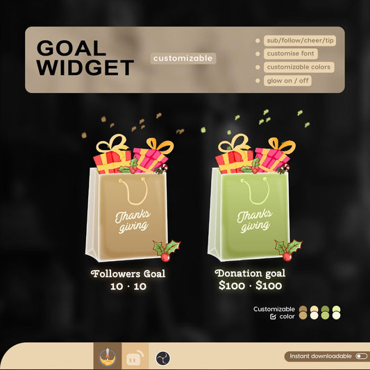 Thanks Giving Tot Bag Liquid Filling Goal Widget is fully customisable for Twitch Streamlabs, TikTok Studio, and Streamelements