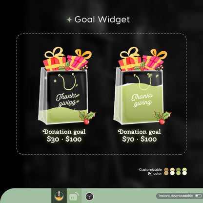 Thanks Giving Tot Bag Liquid Filling Goal Widget is fully customisable for Twitch Streamlabs, TikTok Studio, and Streamelements
