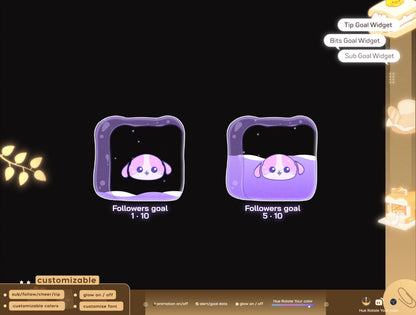 Cute Dog Toast Liquid Filling Goal Widget is fully customisable for Twitch Streamlabs, TikTok Studio, and Streamelements