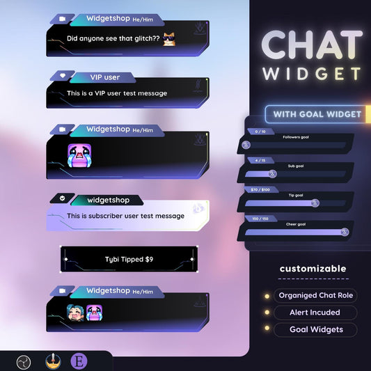 Valorant Stream Chat Widget: Cyber Theme with Pronouns & Alerts
