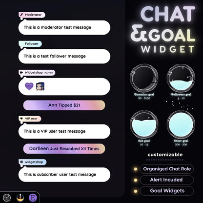 Pastel Bubble Chat Widget • Pastel Gradient, Minimal Theme With Pronouns & Alerts for Twitch Streams (StreamElements Only) with Bubble Goal
