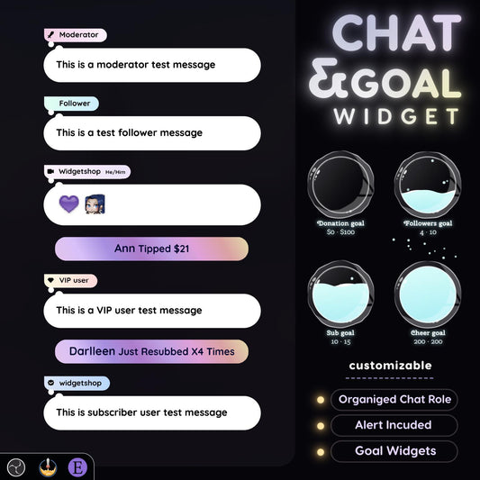 Pastel Bubble Chat Widget • Pastel Gradient, Minimal Theme With Pronouns & Alerts for Twitch Streams (StreamElements Only) with Bubble Goal