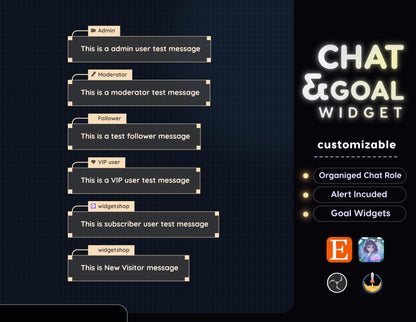 Minimal Line Chat Widget • Simple Line, Minimal Theme With Pronouns & Alerts for Twitch Streams (StreamElements Only) with Progress Goal