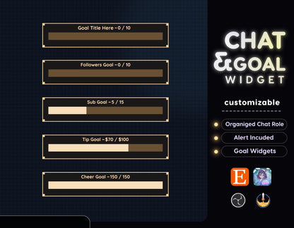 Minimal Line Chat Widget • Simple Line, Minimal Theme With Pronouns & Alerts for Twitch Streams (StreamElements Only) with Progress Goal