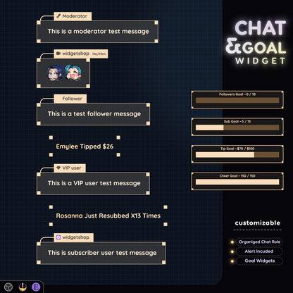 Minimal Line Chat Widget • Simple Line, Minimal Theme With Pronouns & Alerts for Twitch Streams (StreamElements Only) with Progress Goal
