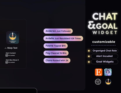 Pastel Bubble Chat Widget • Pastel Gradient, Minimal Theme With Pronouns & Alerts for Twitch Streams (StreamElements Only) with Bubble Goal