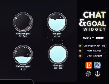 Pastel Bubble Chat Widget • Pastel Gradient, Minimal Theme With Pronouns & Alerts for Twitch Streams (StreamElements Only) with Bubble Goal
