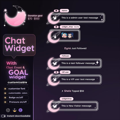Butterfly Galaxy Stream Widgets: Chat & Goal - StreamElements