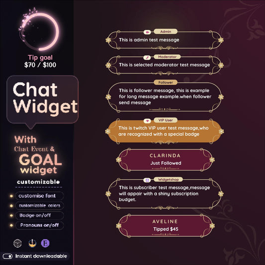 Floral Twitch Chat and Goal Widget: StreamElements Alerts (Digital Download)