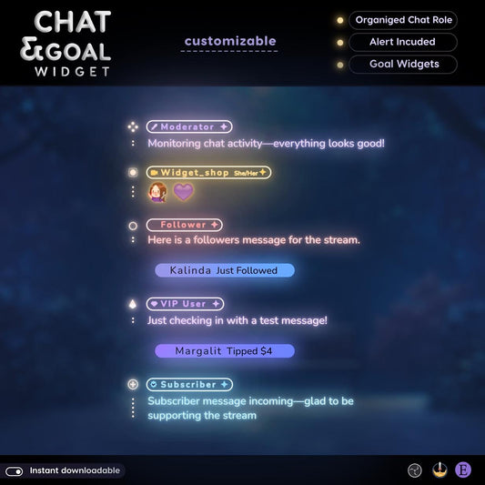 Neon Stream Chat and Goal Widgets: Transparent Glow Theme - StreamElements