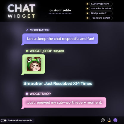 Pastel color minimal chat bubble for Twitch Streamers | Streamlements only setup through OBS