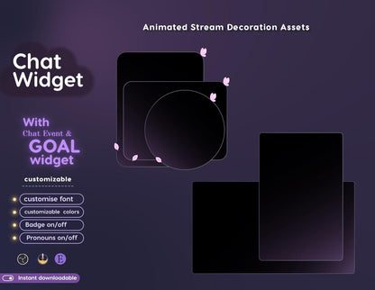 Sakura Butterfly Stream Widgets: Pastel Chat & Goal Theme (StreamElements Only)