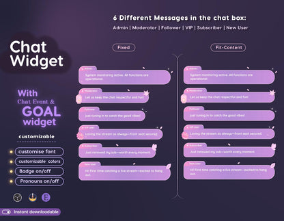 Sakura Butterfly Stream Widgets: Pastel Chat & Goal Theme (StreamElements Only)