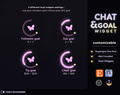 Celestial Butterfly Stream Widgets: Chat & Goal - StreamElements