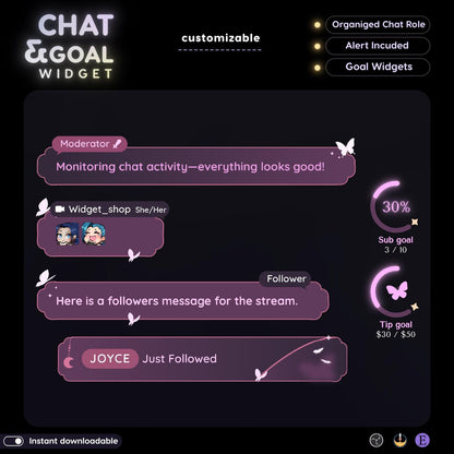 Celestial Butterfly Stream Widgets: Chat & Goal - StreamElements
