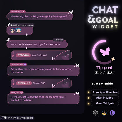 Celestial Butterfly Stream Widgets: Chat & Goal - StreamElements