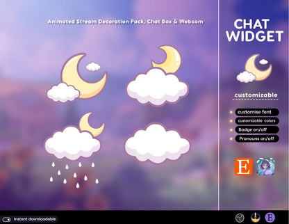 Pastel Cloud Moon Chat Widget: StreamElements Theme